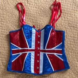 Union Jack Sequin Corset Top, XL